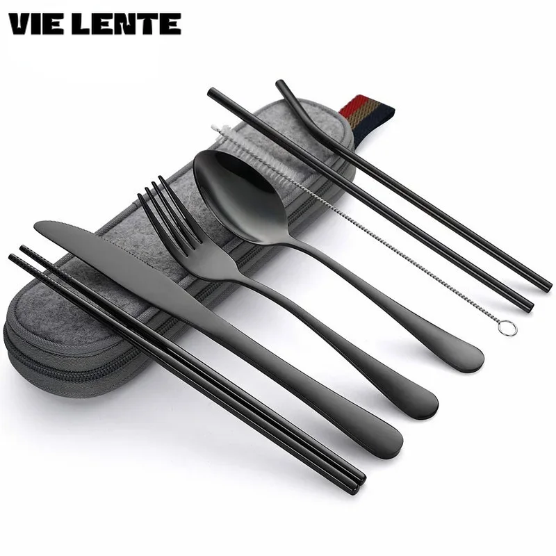 Camping Cooking Survival - 8Pcs/set Tableware Reusable Travel Cutlery Set