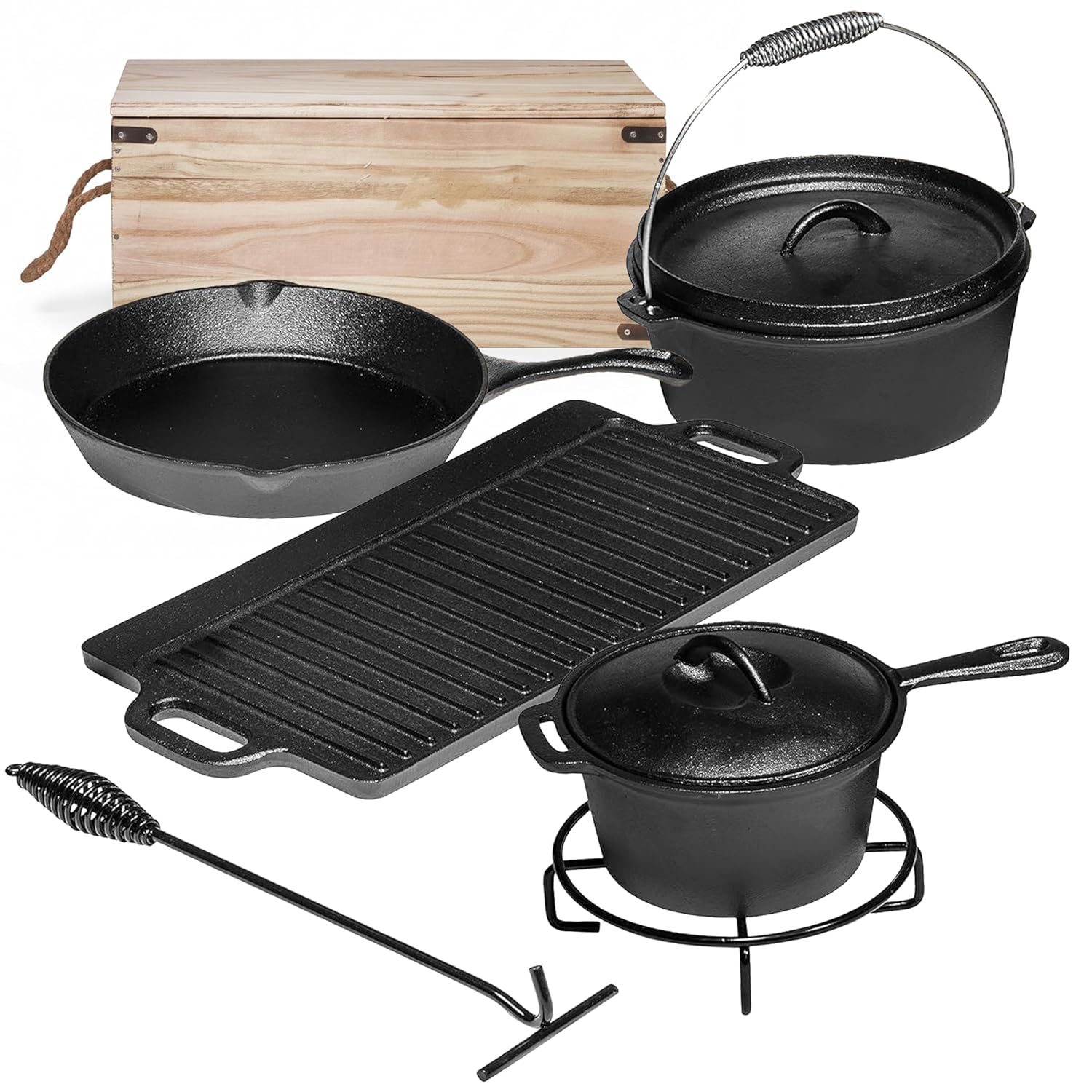 Camping Cooking Dutch Oven - Camping Cooking Set Of 7. Pre