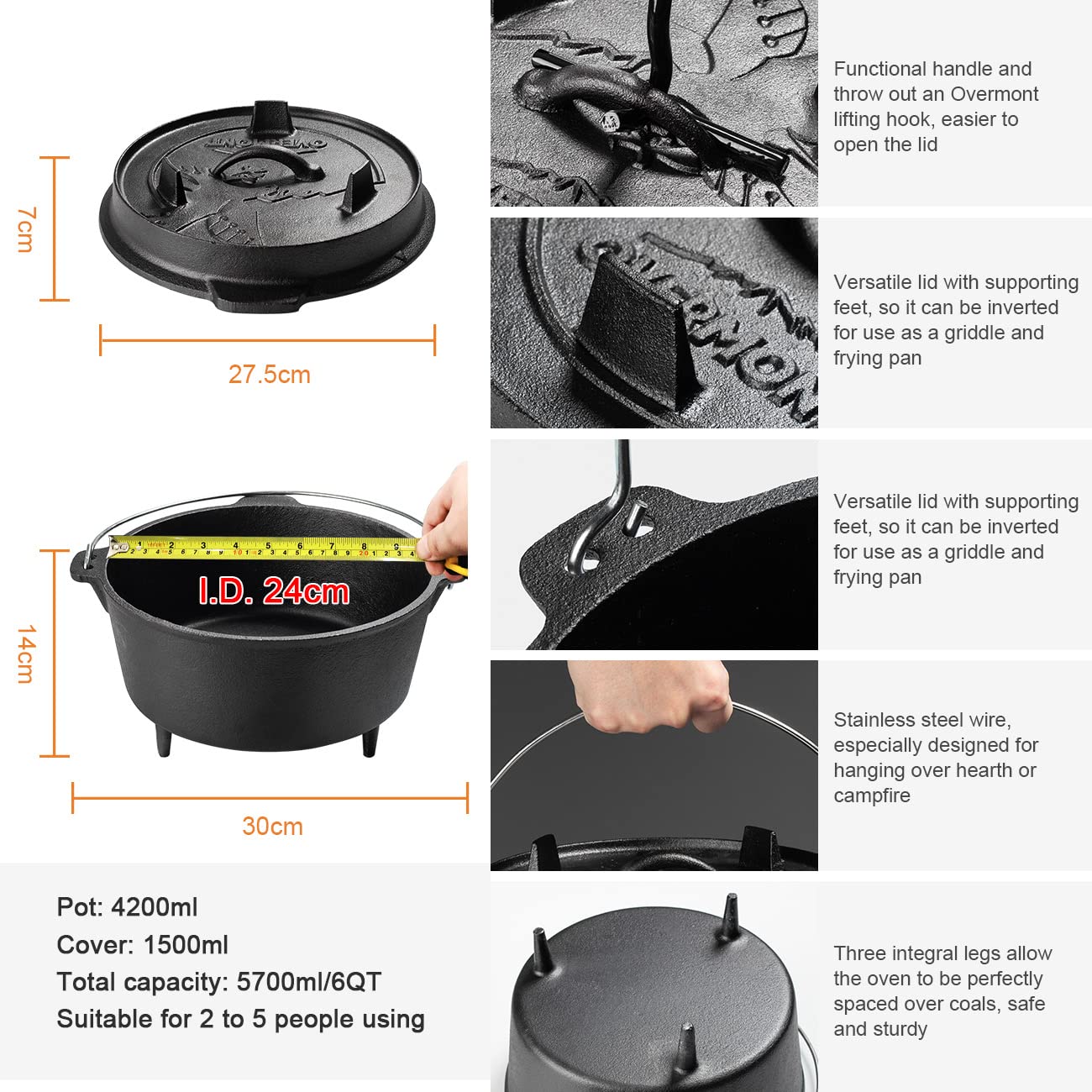 25cm Camp Dutch Oven Pre Seaso - Camping Cooking Dutch Oven 评论和价格