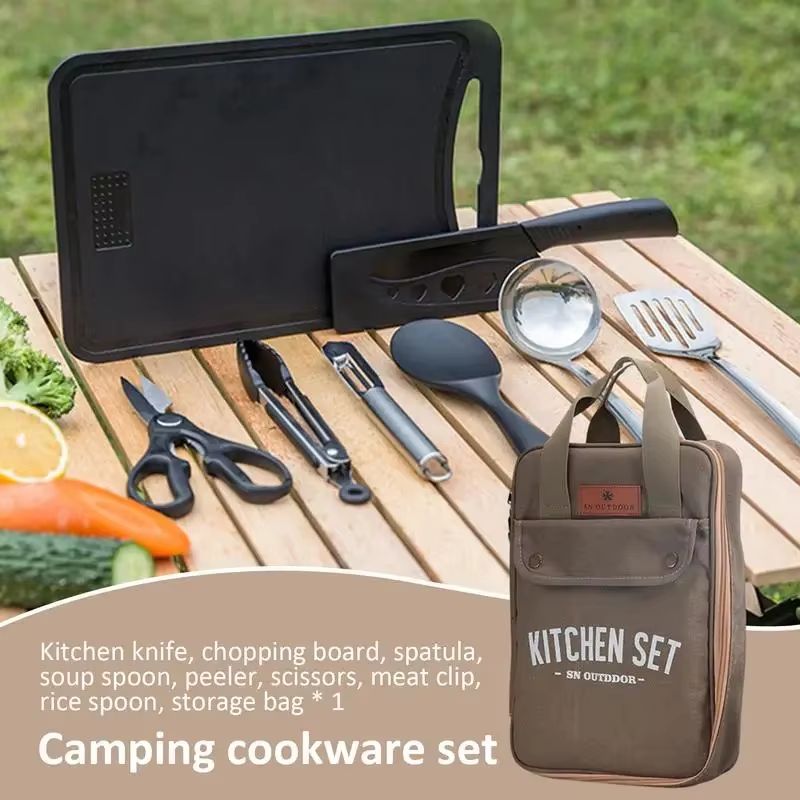 8pcs Camping Kitchen Cookware  - Camping Cooking Survival 评论和价格