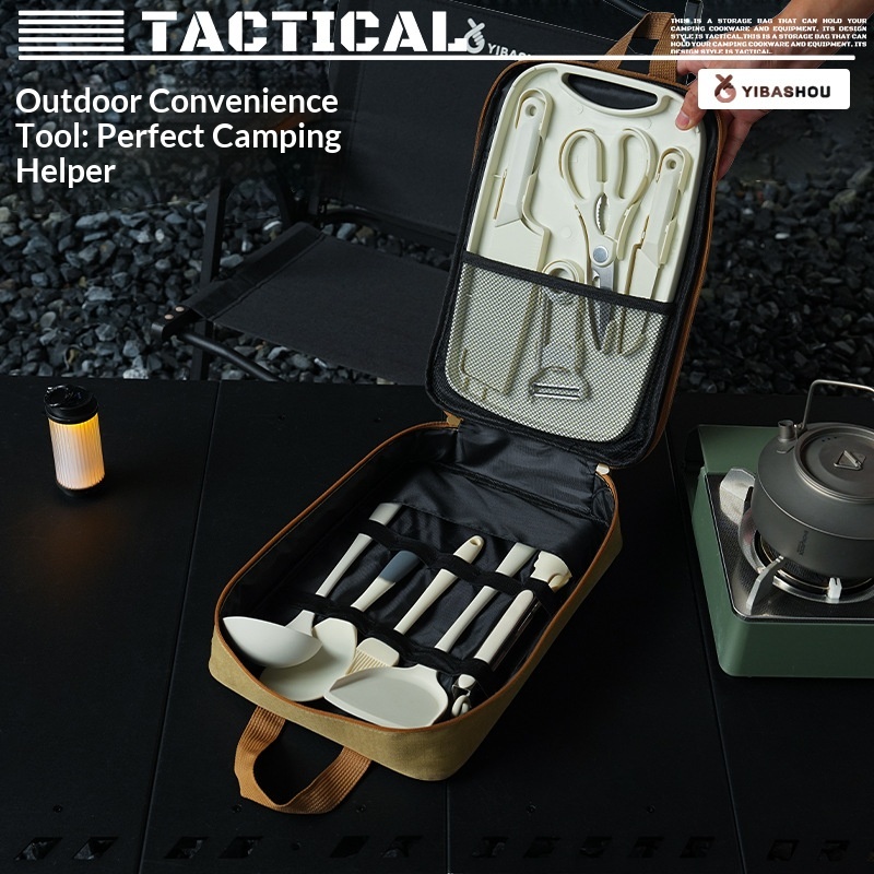 Portable 9Pcs Camping Kitchenw - Camping Cooking Equipment Bag 评论和价格