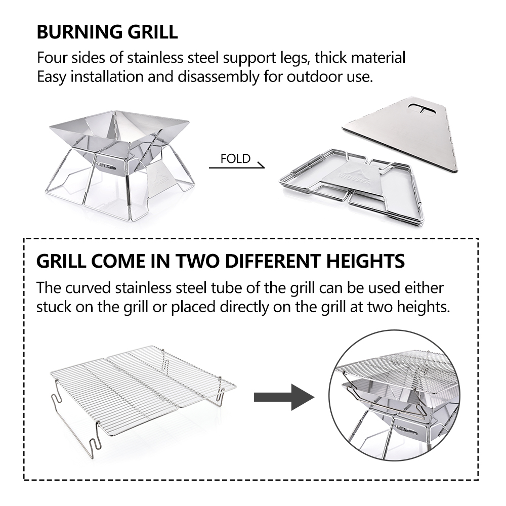 Widesea Windproof Wood-Burning - Camping Cooking Fire 评论和价格