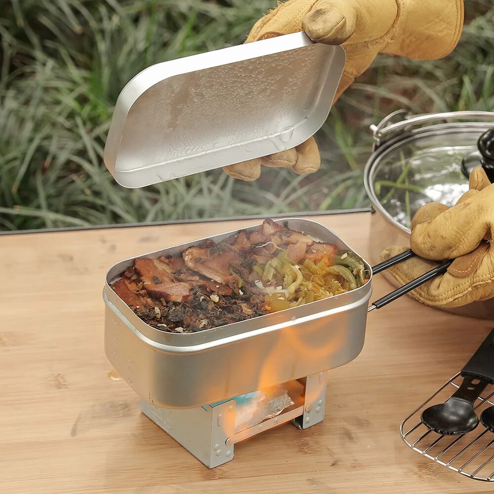 800/1400ML Aluminum Lunch Boxe - Camping Cooking Tray 评论和价格
