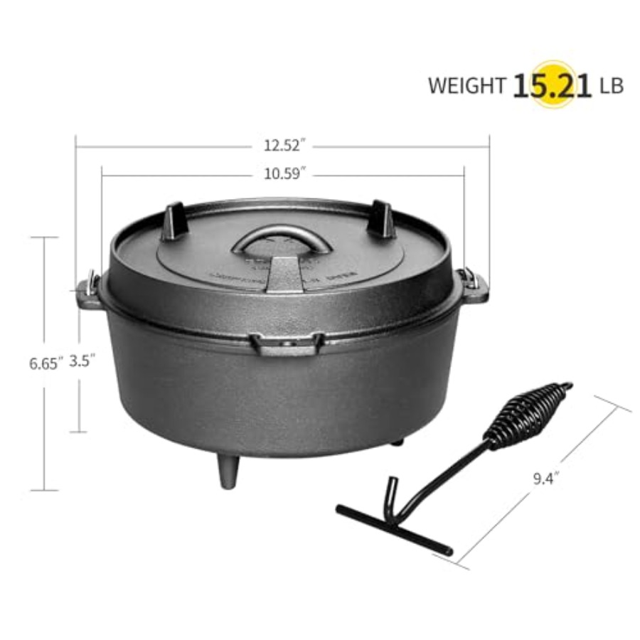Pre-Seasoned Cast Iron Dutch O - Camping Cooking Dutch Oven 评论和价格