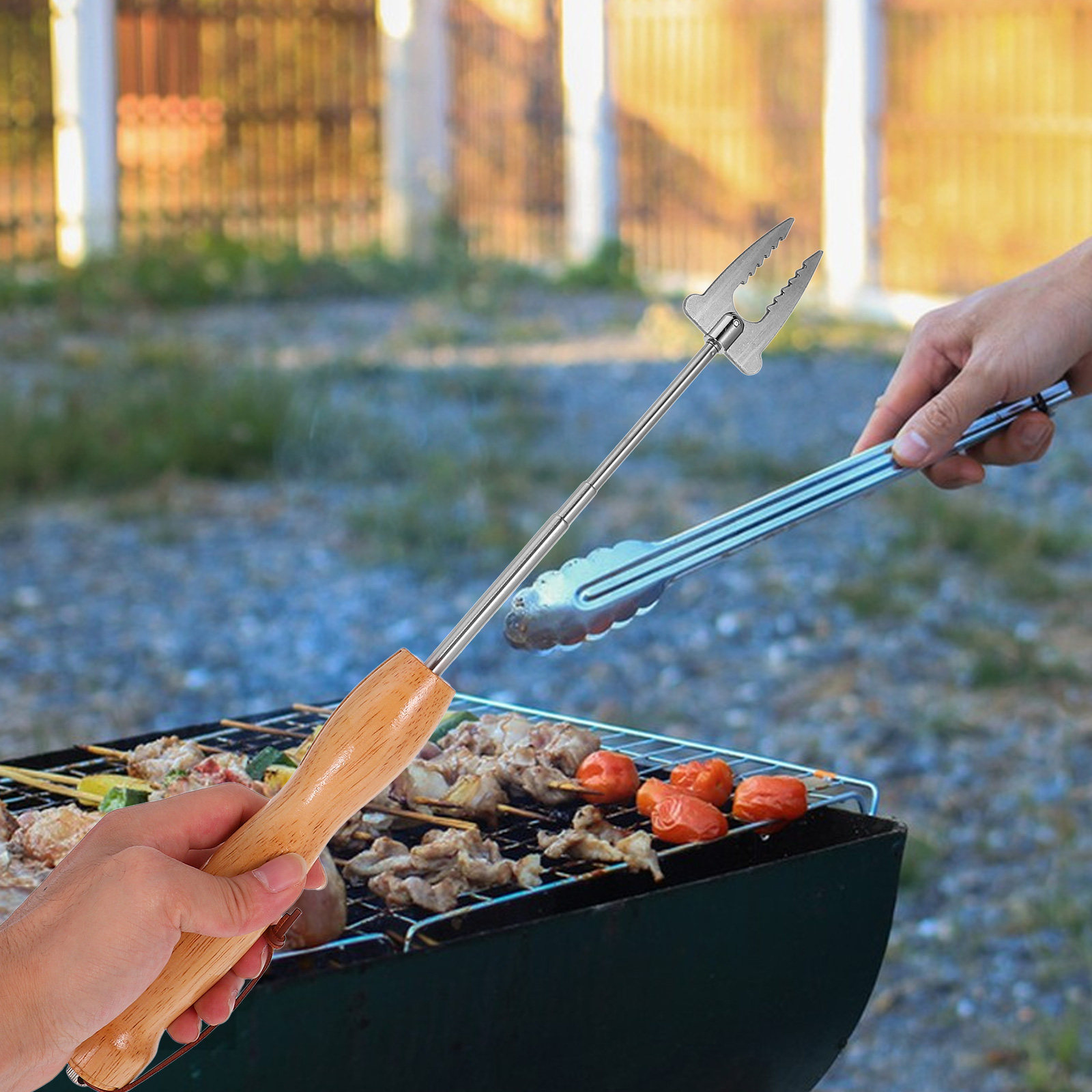 Stainless Steel Extendable Bbq - Camping Cooking Fire 评论和价格