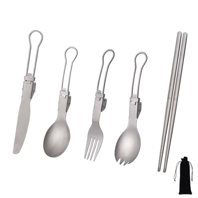 Titanium Foldable Utensil Set  - Camping Cooking Survival 评论和价格