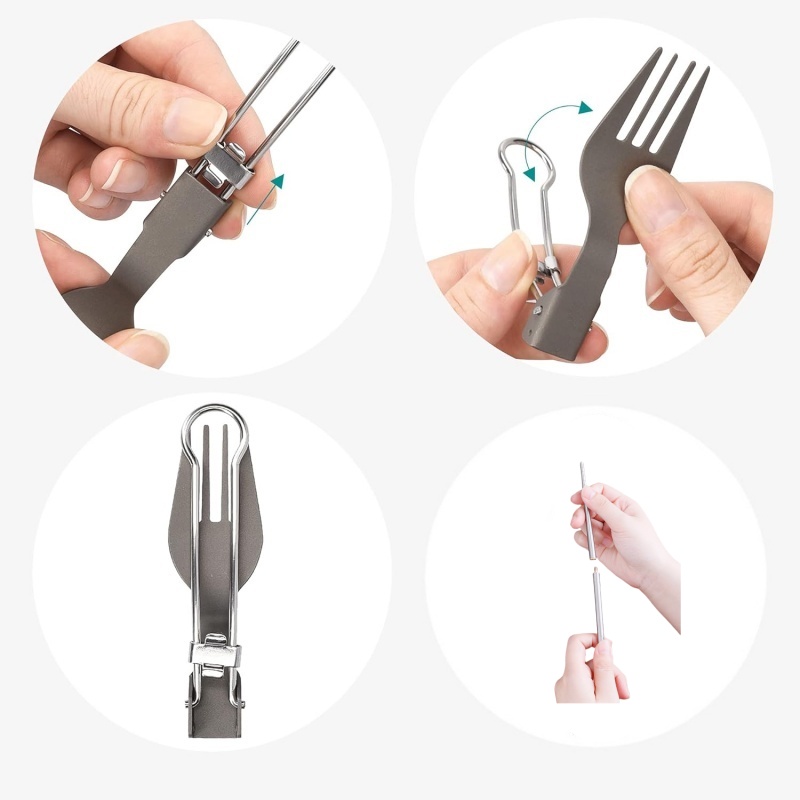 Titanium Foldable Utensil Set  - Camping Cooking Survival 评论和价格