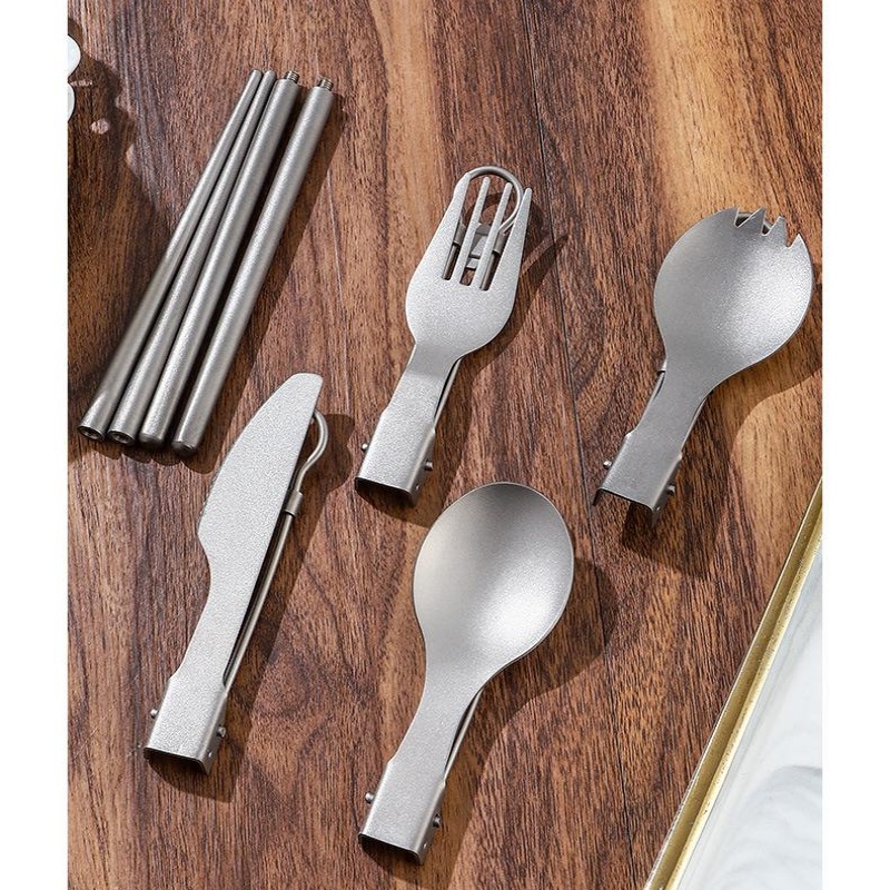 Titanium Foldable Utensil Set  - Camping Cooking Survival 评论和价格