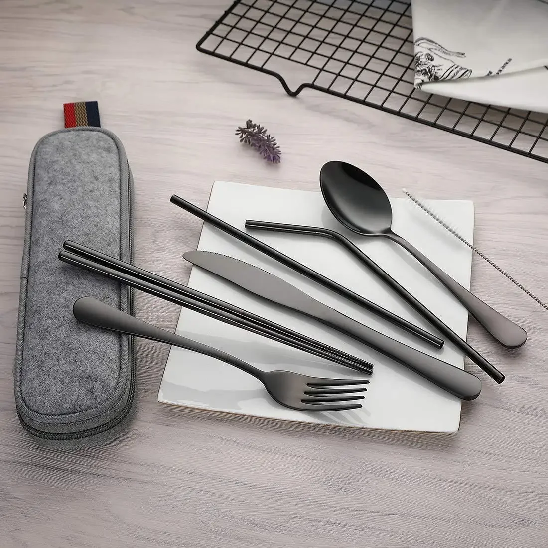8Pcs/set Tableware Reusable Tr - Camping Cooking Survival 评论和价格