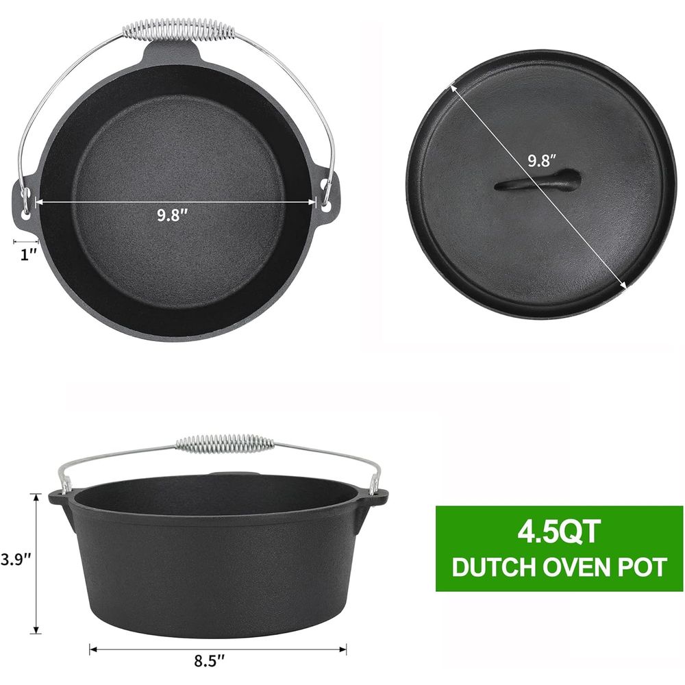 8 Piece Pre-Seasoned Dutch Ove - Camping Cooking Dutch Oven 评论和价格