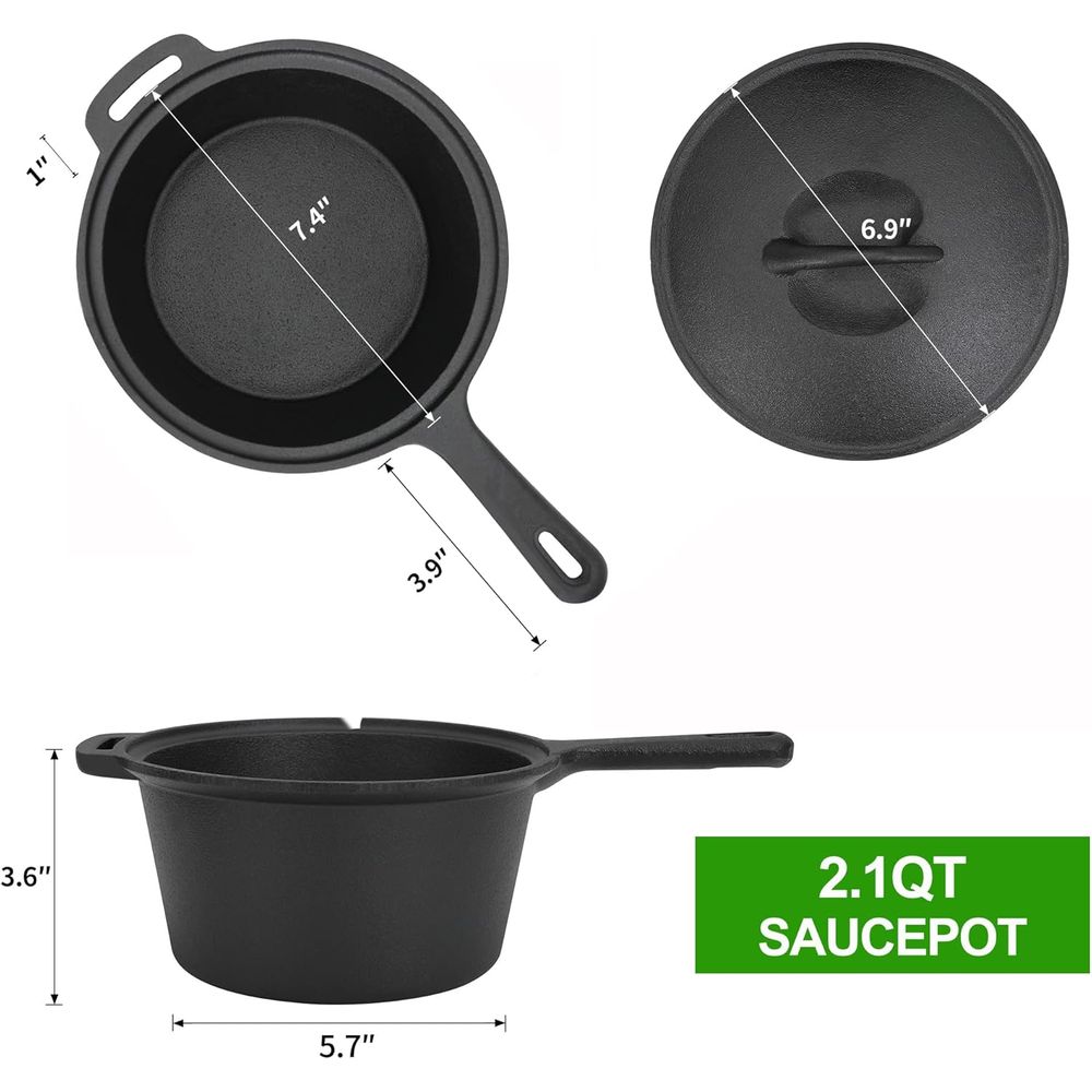 8 Piece Pre-Seasoned Dutch Ove - Camping Cooking Dutch Oven 评论和价格