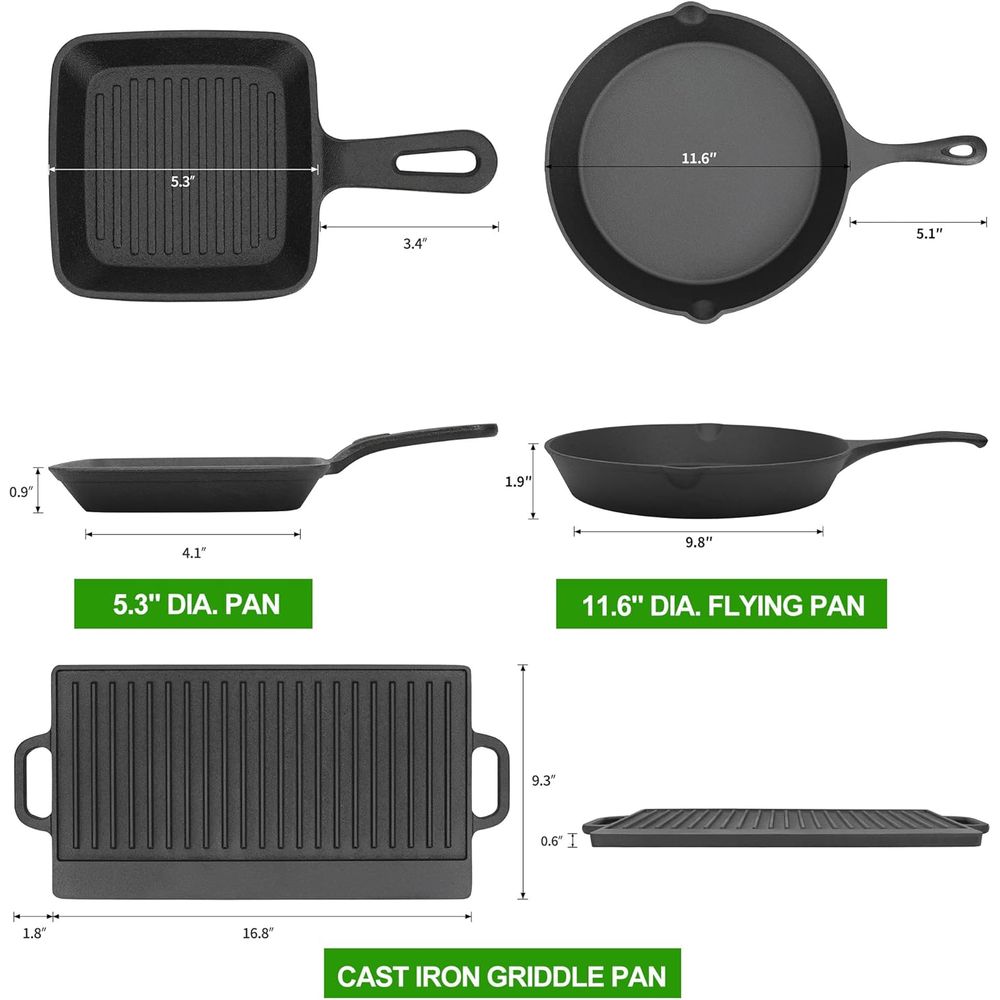 8 Piece Pre-Seasoned Dutch Ove - Camping Cooking Dutch Oven 评论和价格